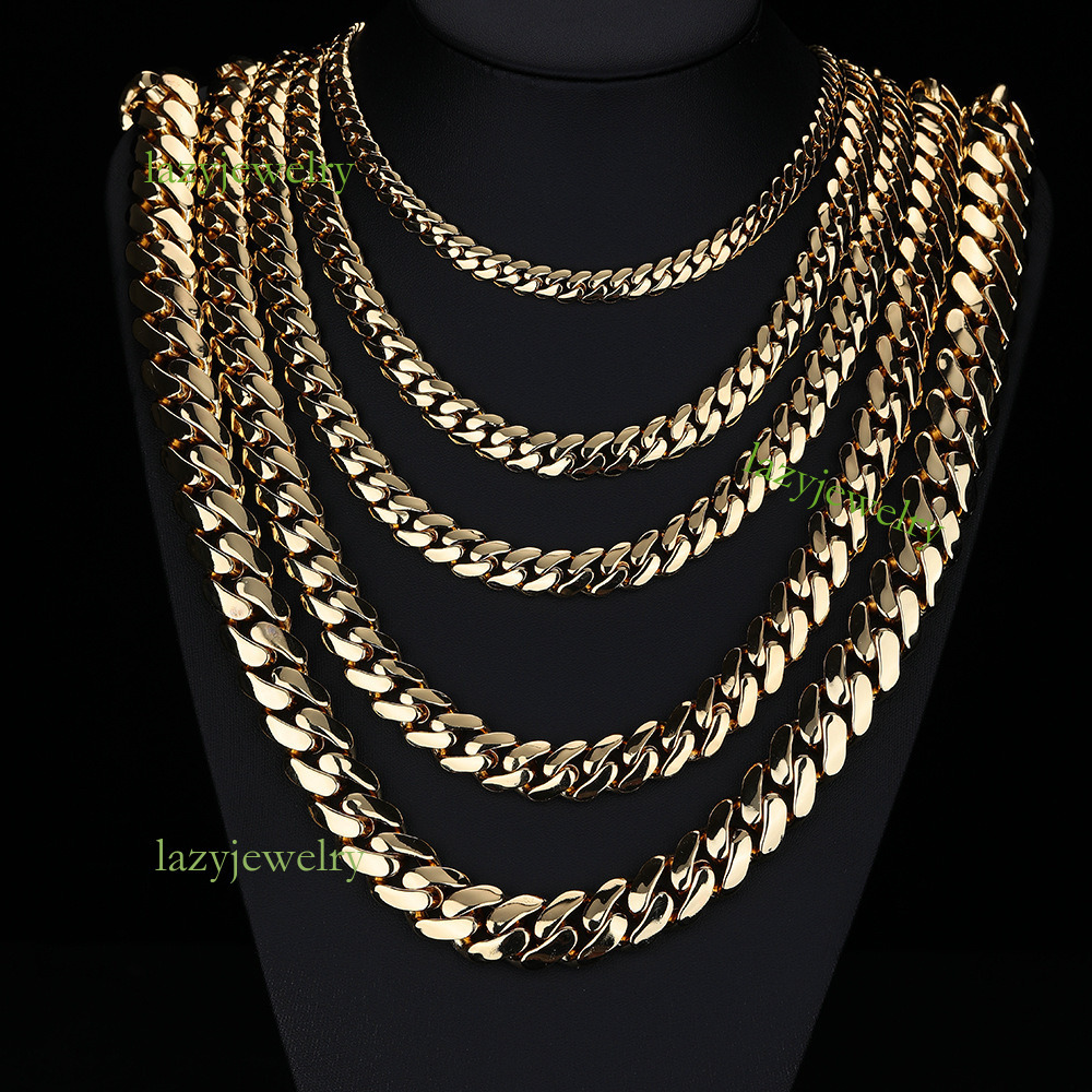 Designer custom 8mm 10mm 12mm 15mm hip-hop Cuban chain 14k gold full diamond VVS Moissanite box buckle necklace bracelet for men and women accessori