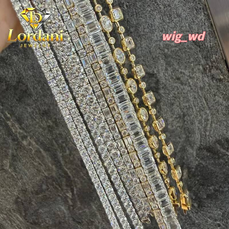 Factory Wholesale Price Lab Grown Diamond Chain 9K 10K 14K 18K Gold Moissanite Tennis Bracelet Fine Jewelry