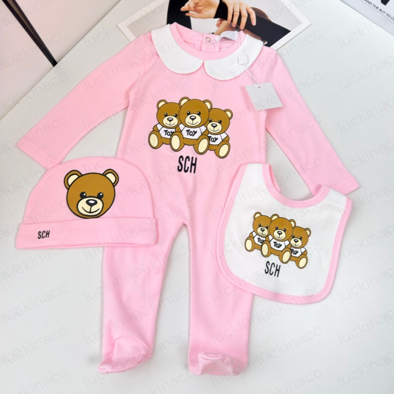 Designer Baby Onesie New Born Infant Jumpsuits Bear Romper Newborn Baby Jumpsuit Drool Bib Luxury Boys Girl Bodysuit Infant Fan Outfit