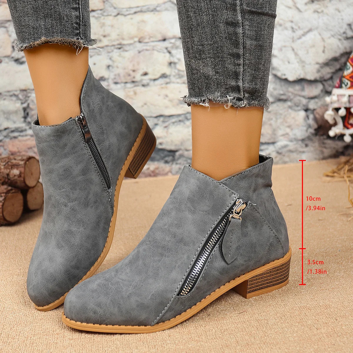 Fall Winter Womens Boots y Heel Sharp Point Slim Double Zipper Style Large Size Short Fashionable And Comfortable 260616