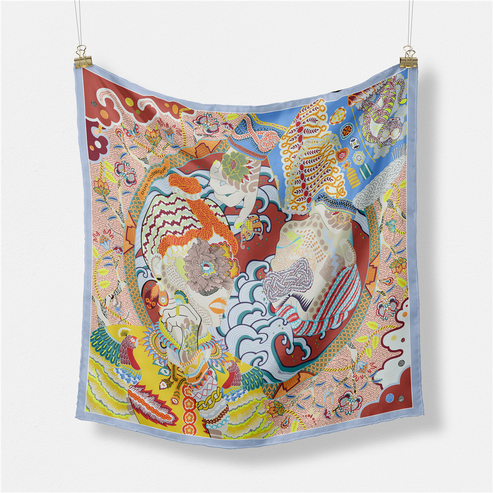 Autumn New Silk Scarf Decorative Small Square Scarf Women's Spring Summer Thin Imitation Silk Fashion Headscarf