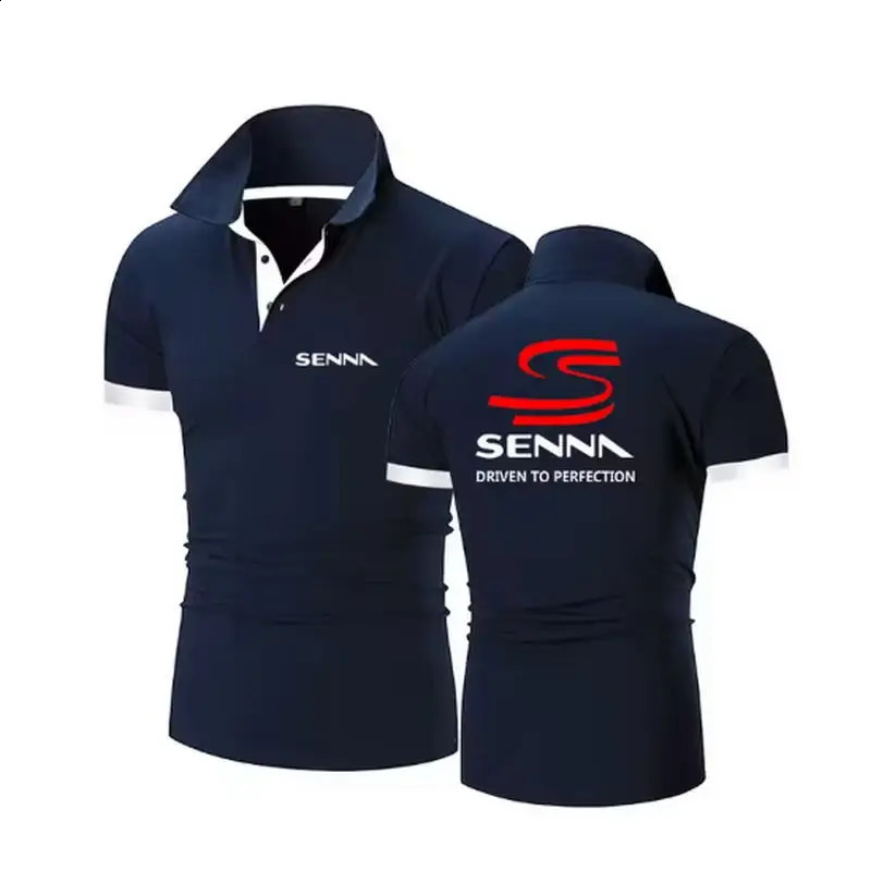 Ayrton Senna Mens Summer Hight Quality Polos Sports Print TShirt Short Sleeves Fashion Casual Lapel Streetwear Tops 260625