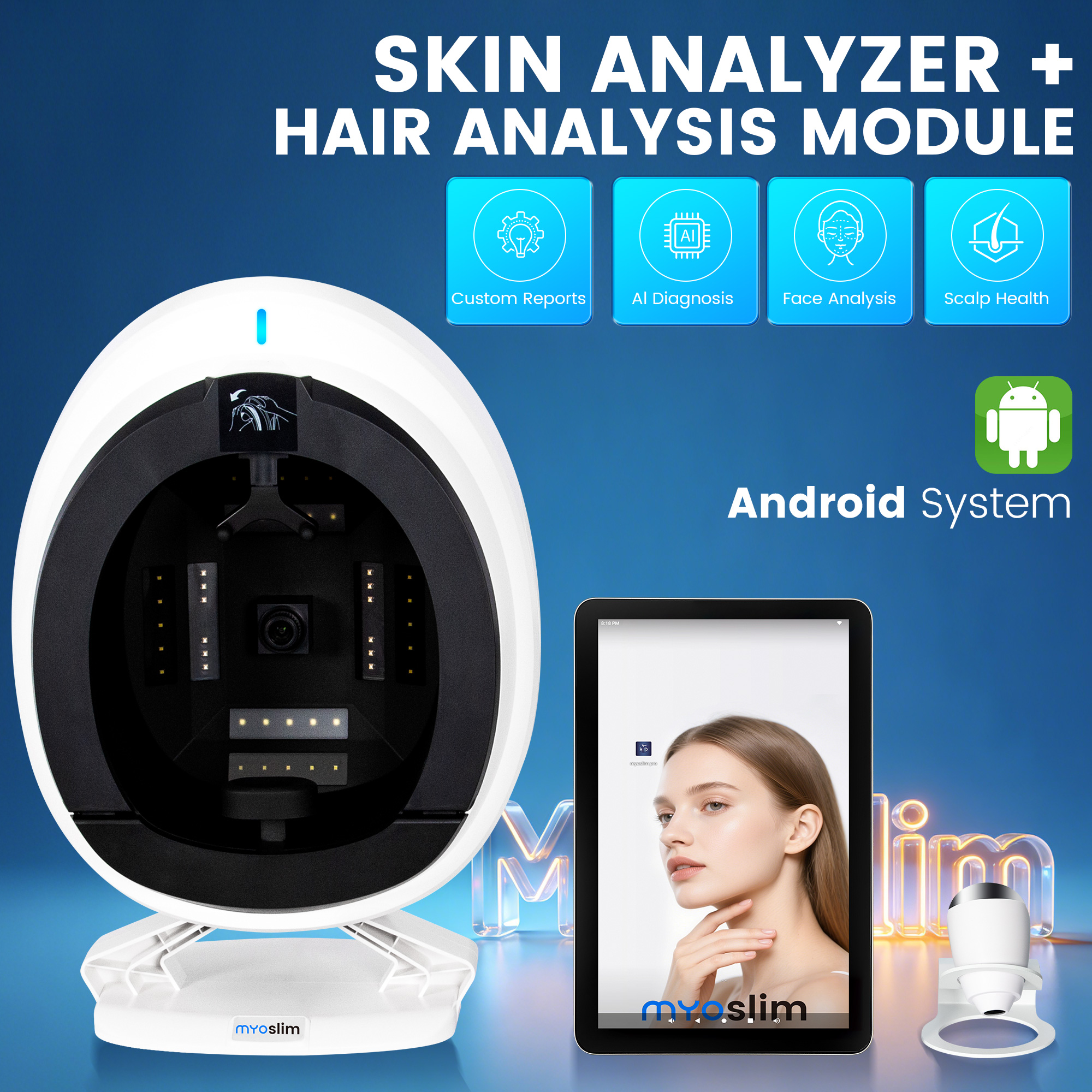 Professional Skin Hair Analyzer Q1 Pro 36 Million Pixel Industrial HD Camera 8 Spectral Imaging Technology 19 Quantitative Indicators-image-1112097831