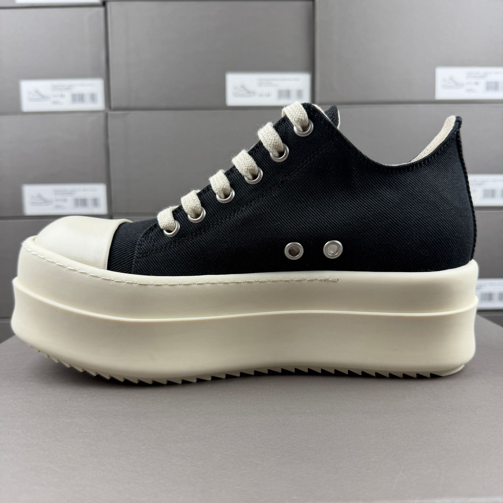 NEW Canvas Thick Sole Platform chunky Heel Street Ramones Lace UP Quality Low Top Designer ankle Boots