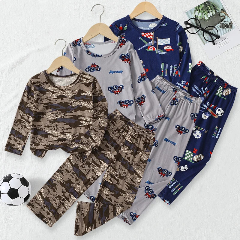 2-piece Autumn And Winter Childrens Cute Printed Long Sleeved Pants Set For Boys And Girls Casual And Comfortable Home Clothes260625