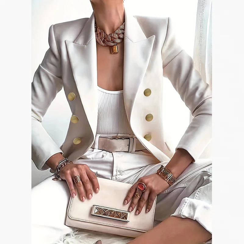 Womens Elegant Solid Color Fashion Blazer Suitable for Daily Casual and Work Wear 260622