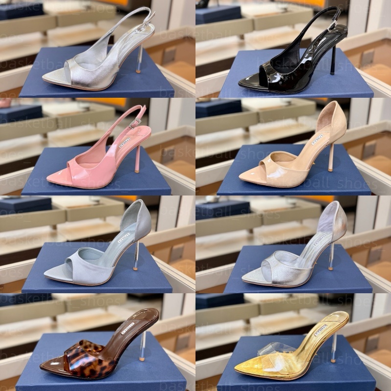 Designer Le Silla Shirley Sandals Ladies Slip On Mule Heels Shiny Satin Single Pointed Toe Thin Stiletto High Quality Elegant Party Date Banquet Sum