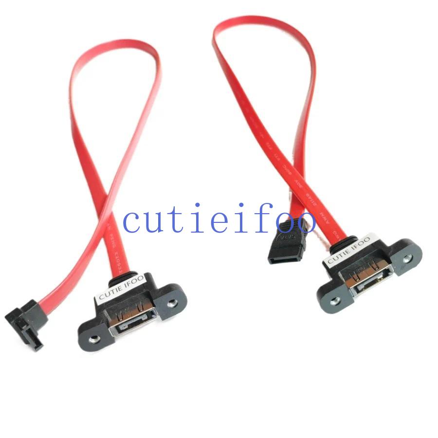 90 Degree Right Angle SATA 3.0 6G Male Female Data Cable Screw Panel Mount for Computer Case Internal External Hard Drive 50cm-image-1112049960