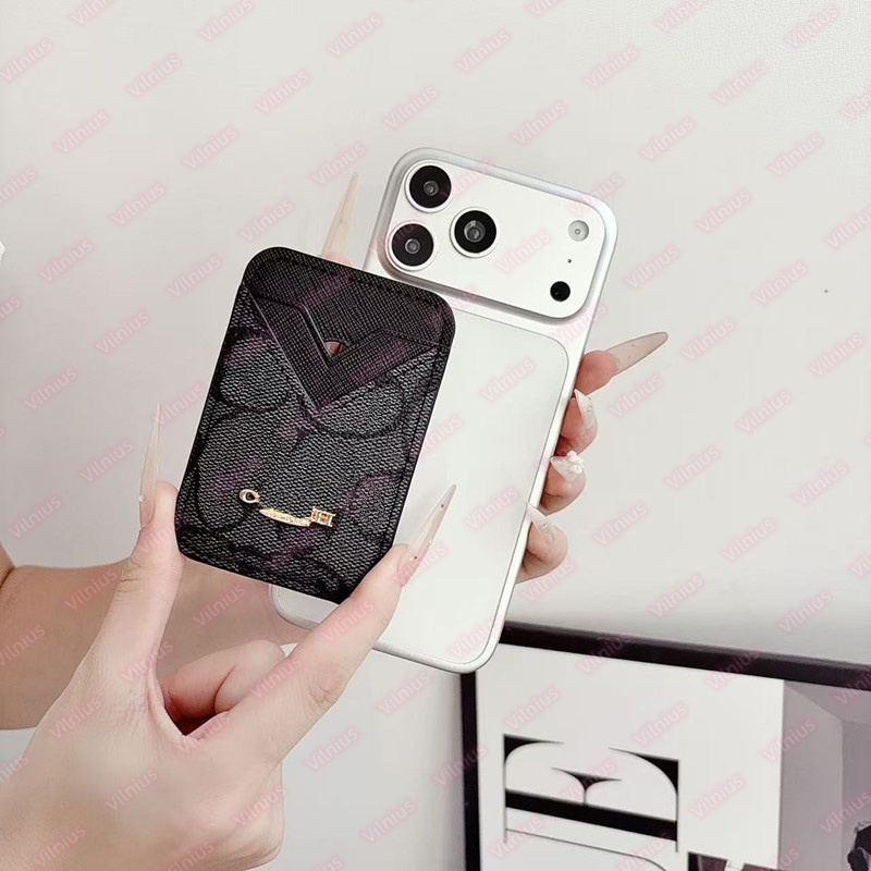 Magsafe Magnetic Card Holder co ch For iPhone 17 16 15 14 13 12 Pro Max Luxury Designer C Pattern Leather Wallet Phone Back Card Pocket Detachabl-image-1112070392