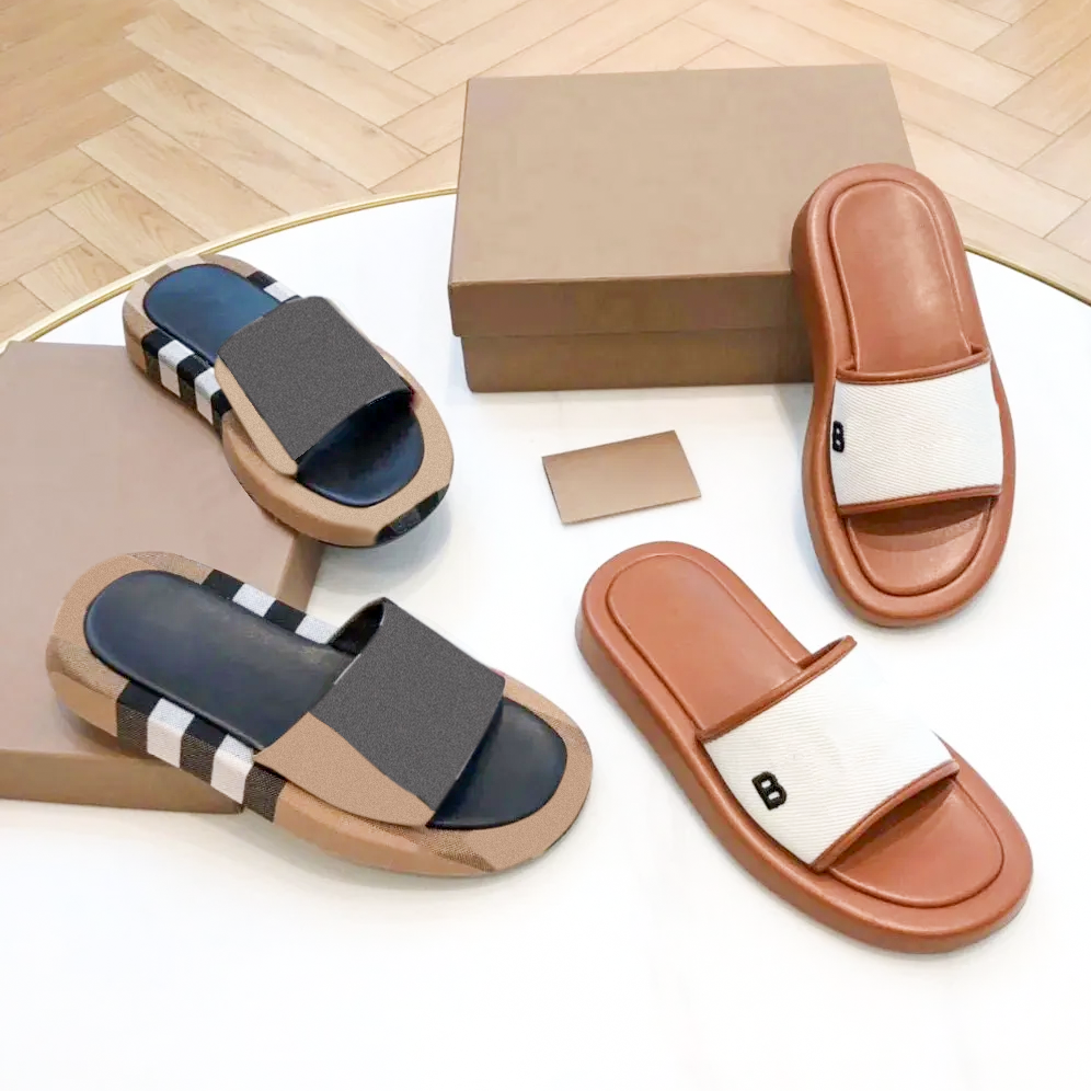 pool Summer Flat shoe Slippers Luxury Designer Sandals Sliders loafer Mule New style Casual Shoes canvas Slide Women Beach platform travel sandale m