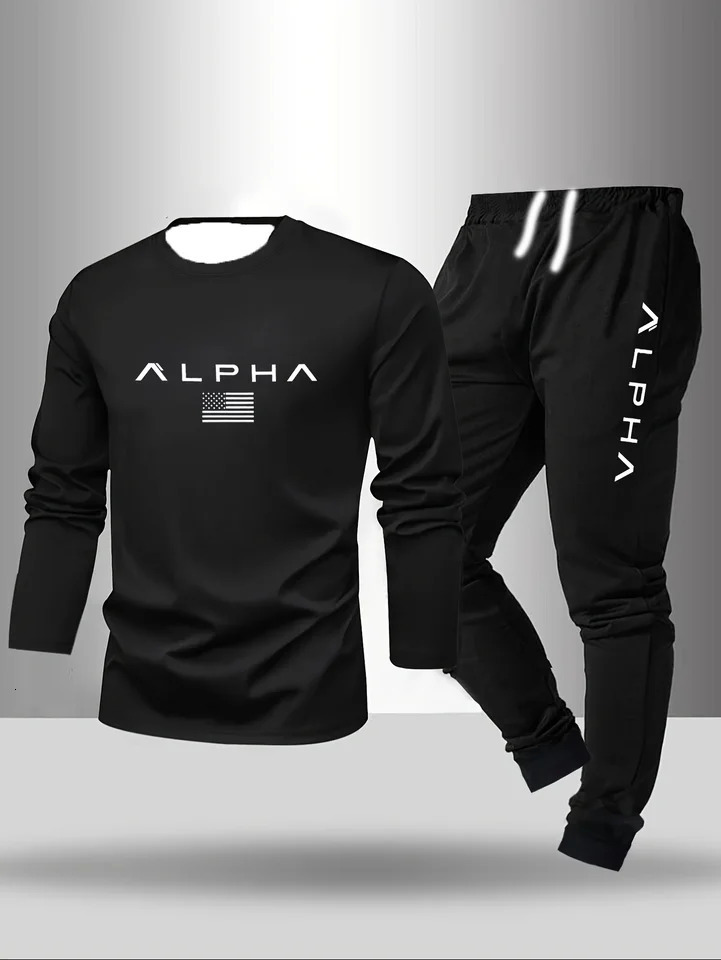 Winter 2piece Mens Sleepwear Long Sleeved Pants Fashionable And Trendy Letter Printed Pattern Base Shirt Home Suit Set 260615