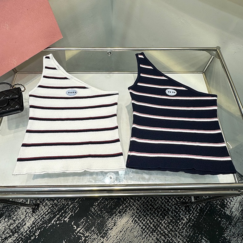 Women One Shoulder Vest Designer Sexy Striped Fit Camisoles Summer Y2K Style Club Party Tank Tops