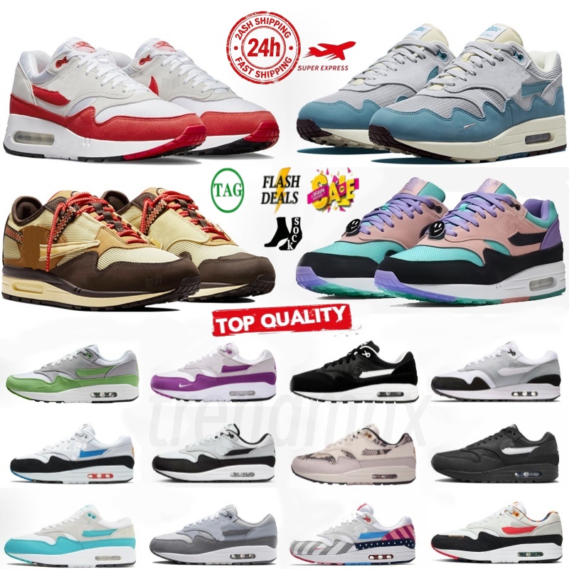 Desianer OG 1 87 Running Shoes Mens Womens og1 Sneakers Big Head Originschlorophyl Patta Black White Barogue Brown Blue Cushion Dust Wolf Grey Tenni