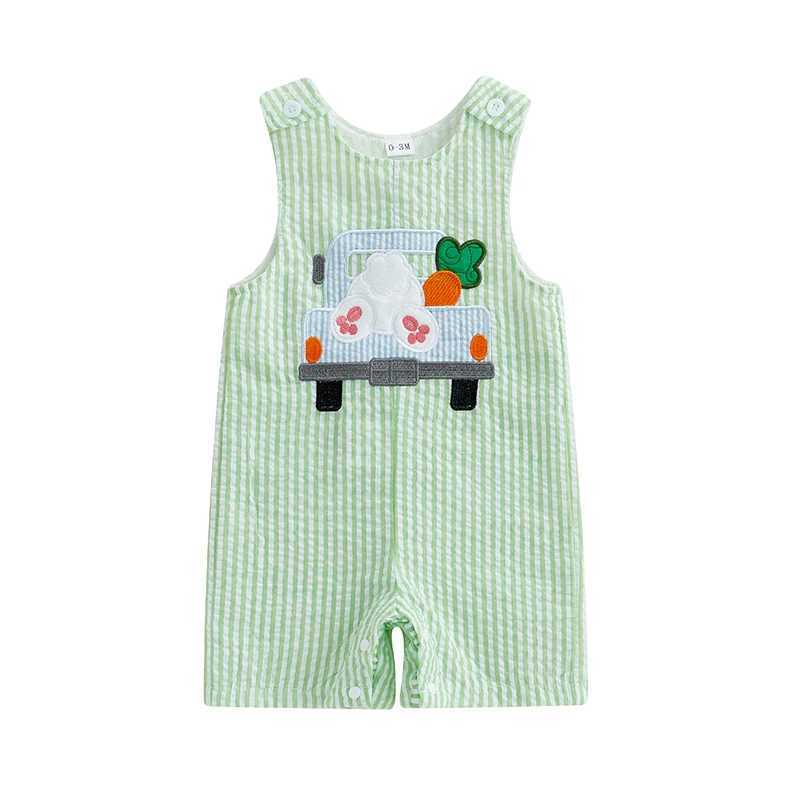 Newborn Baby Girl Boy Easter Outfit Sleeveless Egg/Bunny/Carrot/Tractor Romper Palid Jumpsuit Cute Summer Clothes Y2606254MMI