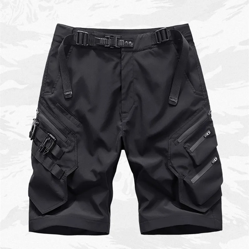 High Quality Multi-pocket Techwear Hip Hop Punk Cargo Shorts Men Outdoor Tactical Casual Short Pants Knee-length Bermuda Hombre 260624
