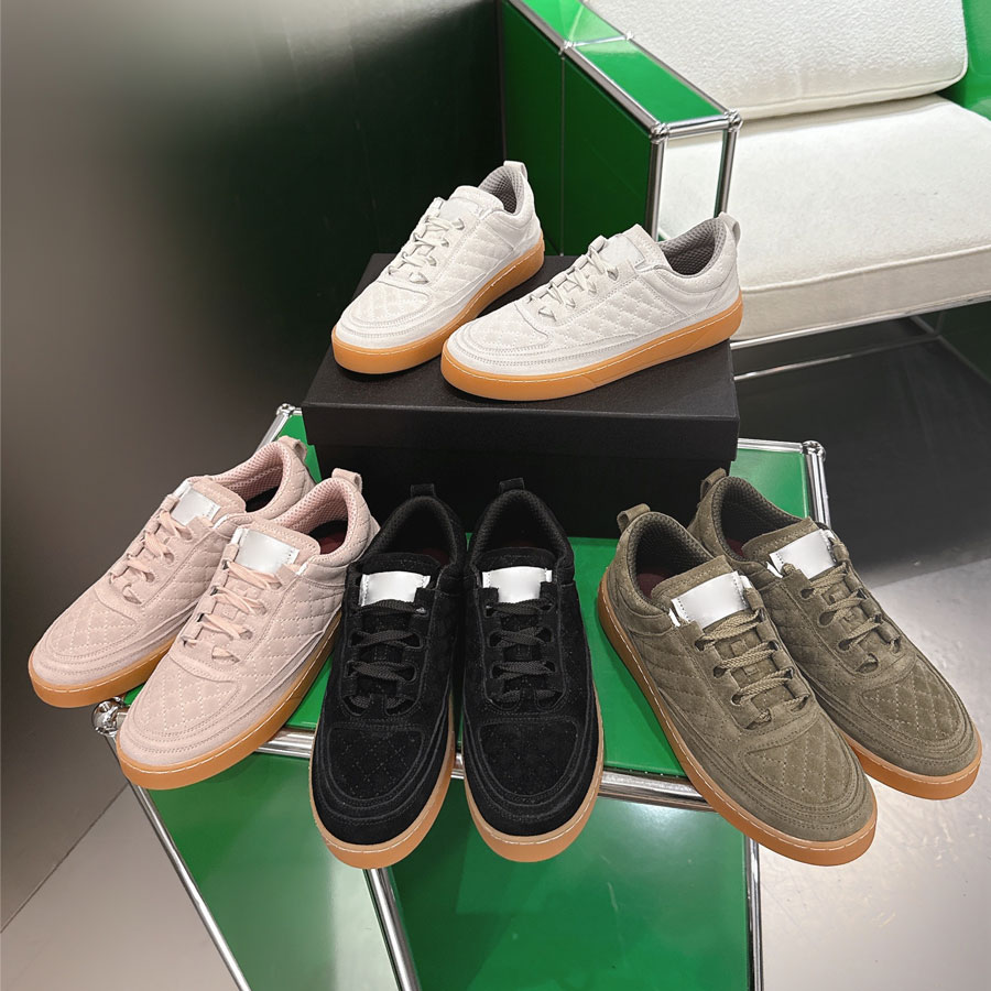 High quality new real Leather suede sneakers Lace-up Low-top Flat Tennis shoes womens Vacation shoes Luxury designer casual Athletic trainers Sport