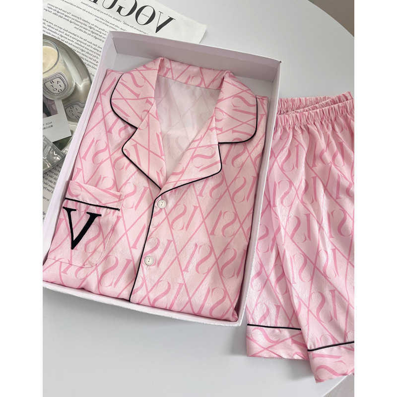 Ins New Fresh Womens Style Pajamas Womens Short-Sleeve and Shorts Summer Thin French-Style Home Wear Summer Set M260625