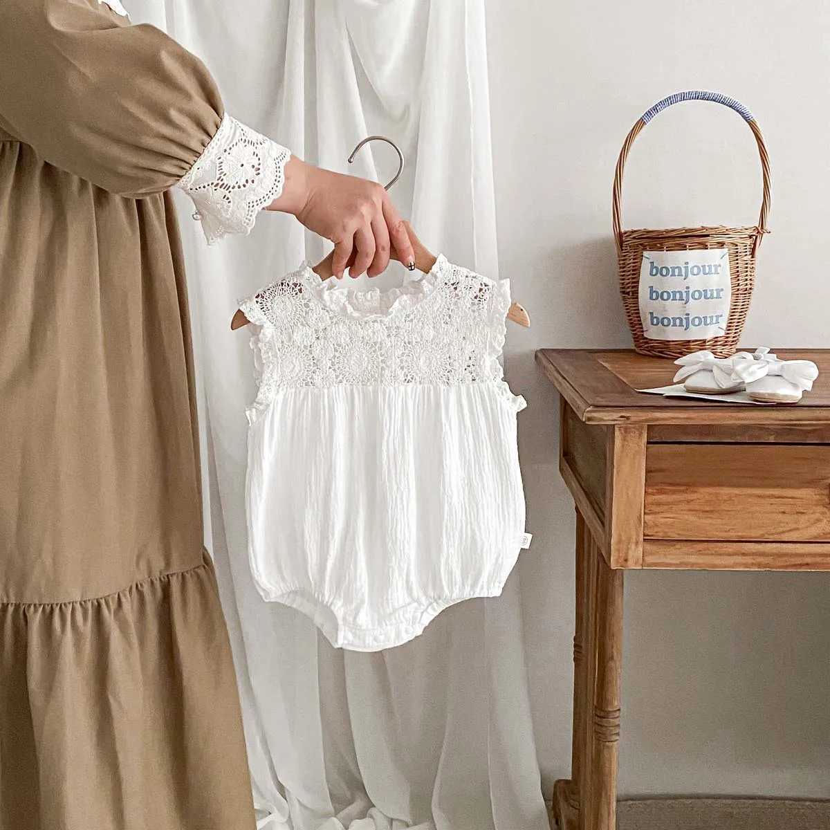 Summer baby girl lace sleeveless pure cotton jumpsuit casual baby jumpsuit Y260625FPHG