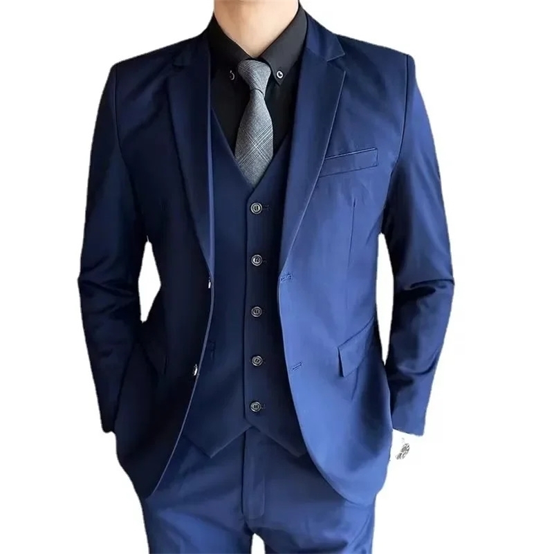 Suit Blazer Vest Pants Mens Fashion Casual Outdoor Gentleman Business Wedding Formal Dress British Style 260624BJ