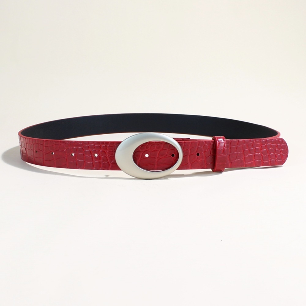 Designer 2026 Crocodile-patterned High-end Luxury Red Y2K Belt For Women New Fashion Jeans Belt Versatile European And American Foreign Trade Style