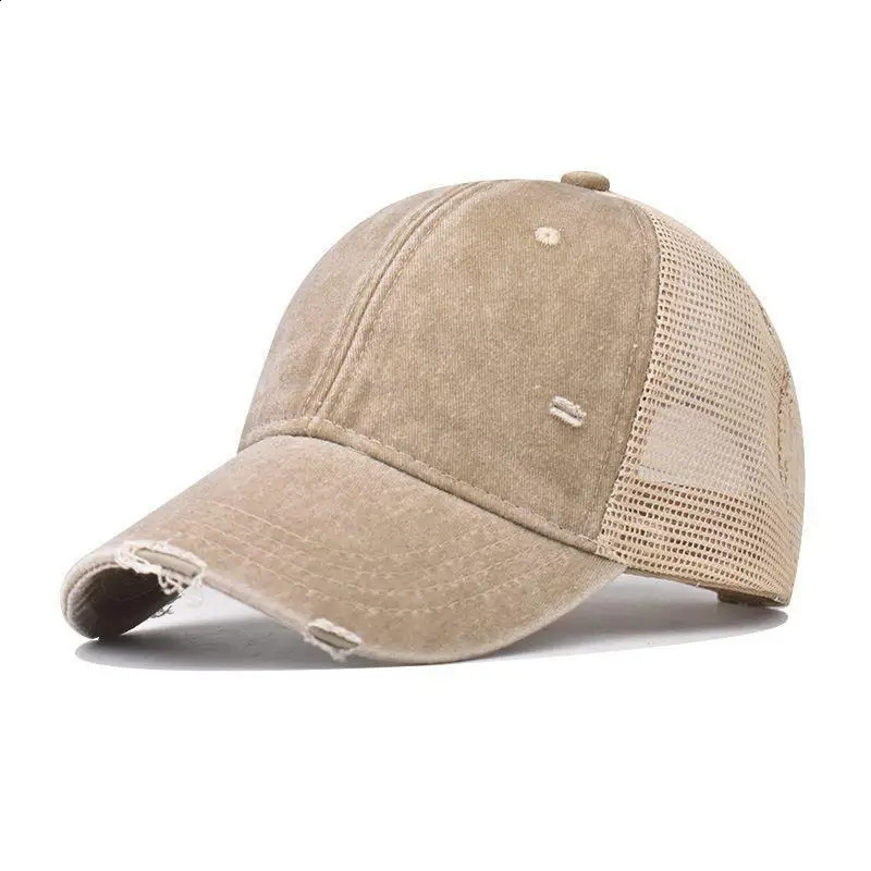 Cotton washed distressed mesh breathable summer baseball cap versatile outdoor personalized solid color duckbill 260625