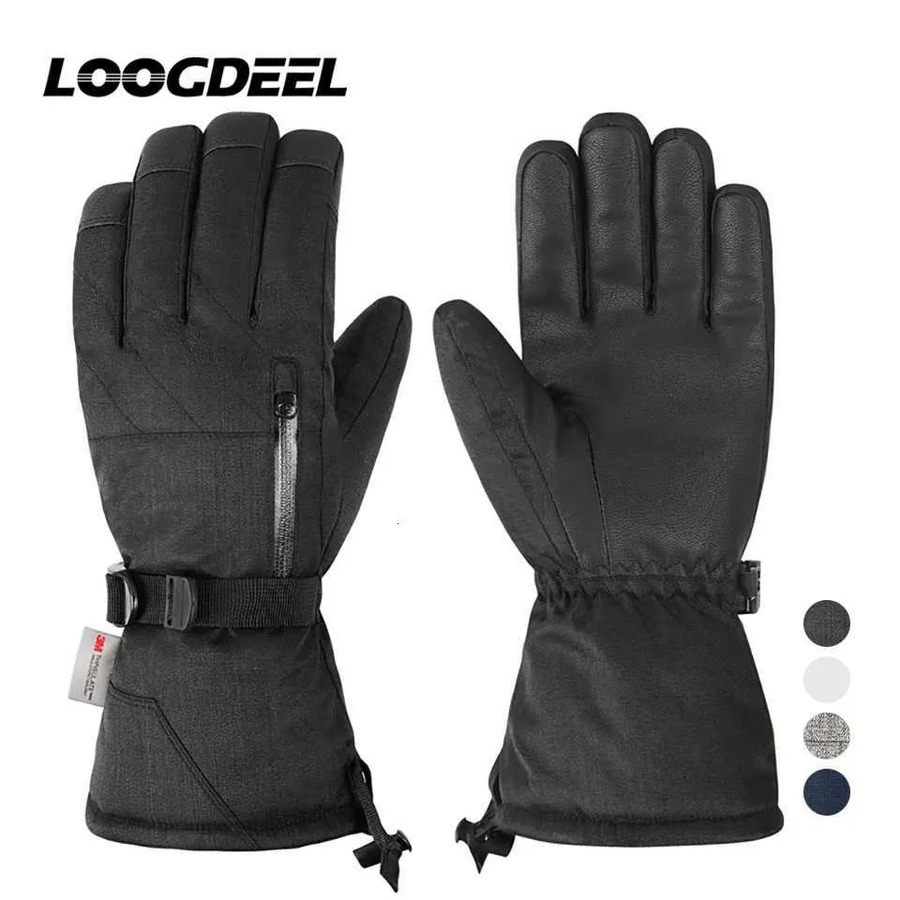 Ski Gloves LOOGDEEL Ski ski mitts Unisex Waterproof Touchscreen Function Warm Snowmobile Snow Snowboard Thermal Gloves Windproof Plush Mittens Z Sno
