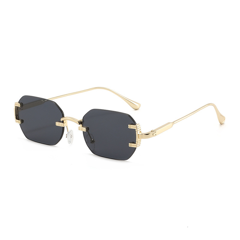 20 New Fashionable Frameless Sunglasses For E-Commerce, Unique Street Style, High-End European And American Hot Girl Metal Sun Protection Glasses