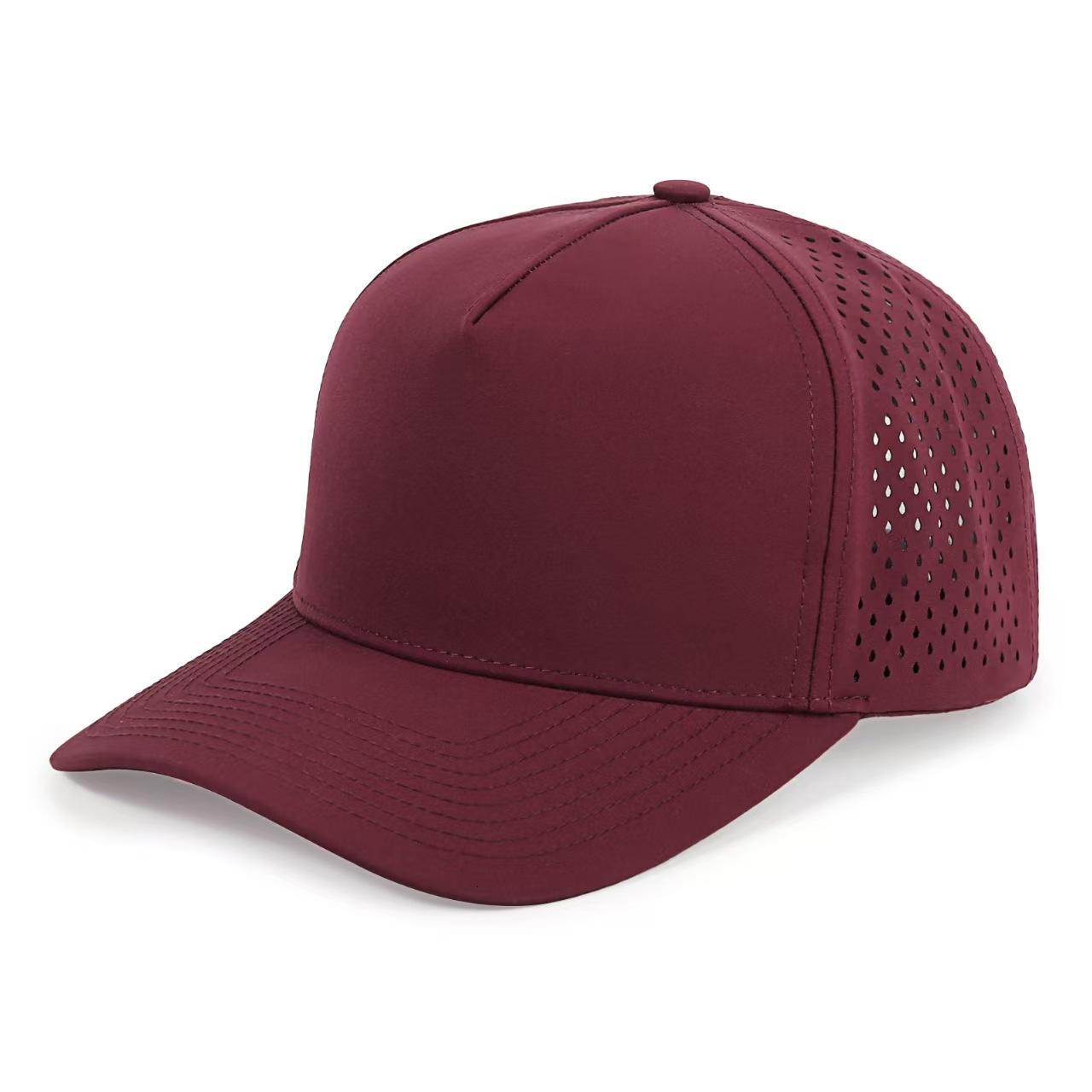 Custom Laser Perforated Quick Dry Baseball Cap Breathable 5 Panel Performance Sports Golf Hat Contemporary