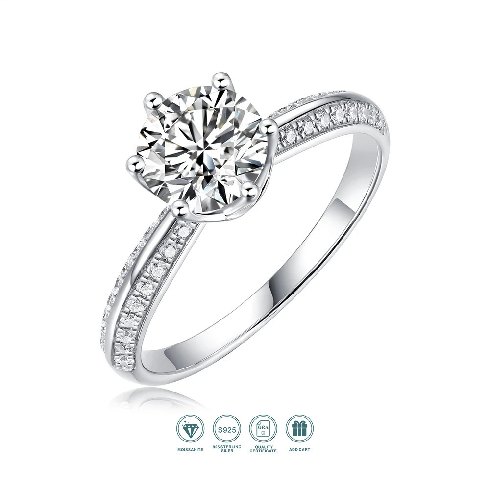 1pc 1ct 2ct 3ct Ring 925 Sterling Silver 18K Gold Plated Elegant Gift Jewelry for Women Comes with GRA Certificate 260618