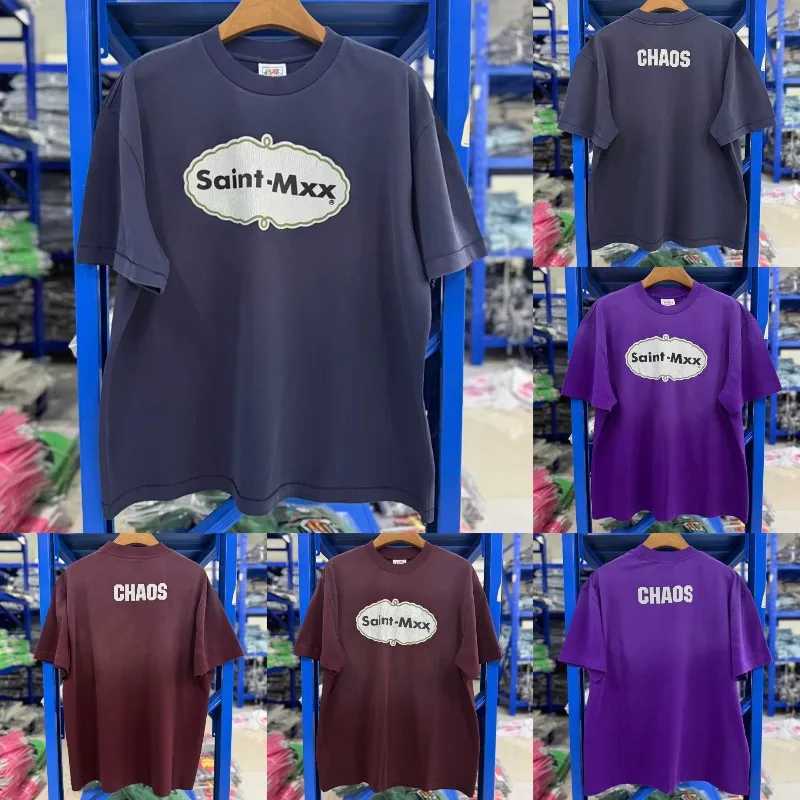 Fashion Letter Print Simple Mens Womens Washed Cotton Saint T-shirt Summer Version Same Style Multiple Colors Short Sleeve T260622