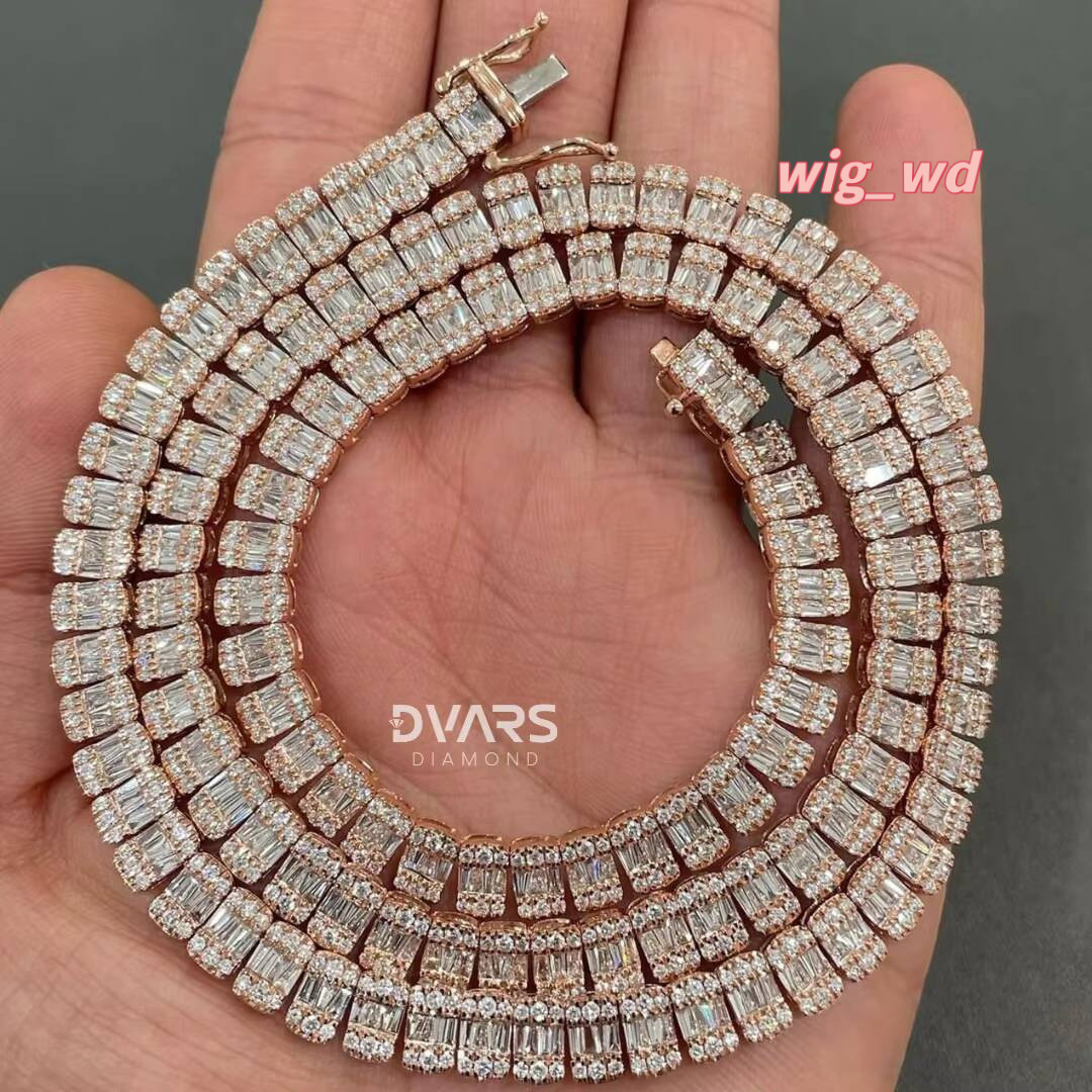 Custom Fully Iced Chandelier Tennis Necklace Men Women Luxury 18K Gold Plated Link Chain Hip Hop Style Moissanite Wedding Gift