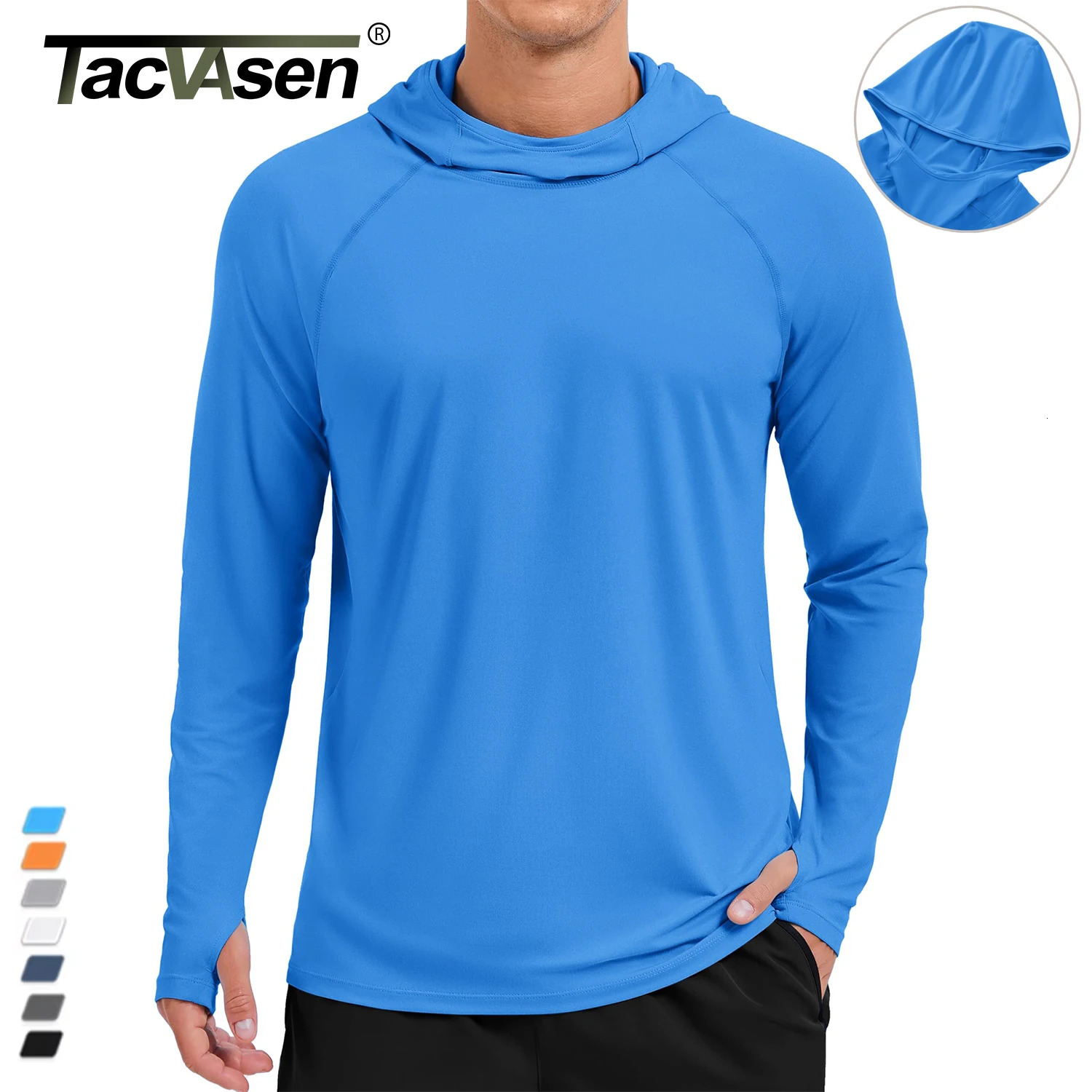 TACVASEN Mens Rash Guard Sun Hoodie Long Sleeve UPF 50 Protection SPF Quick Dry Hiking Swim Fishing Shirt 260624