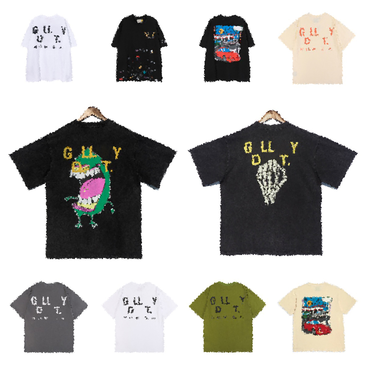 Fashionable and trendy street style oversized graffiti printed T shirt retro high street casual style short sleeved shirt designer breathable T shir