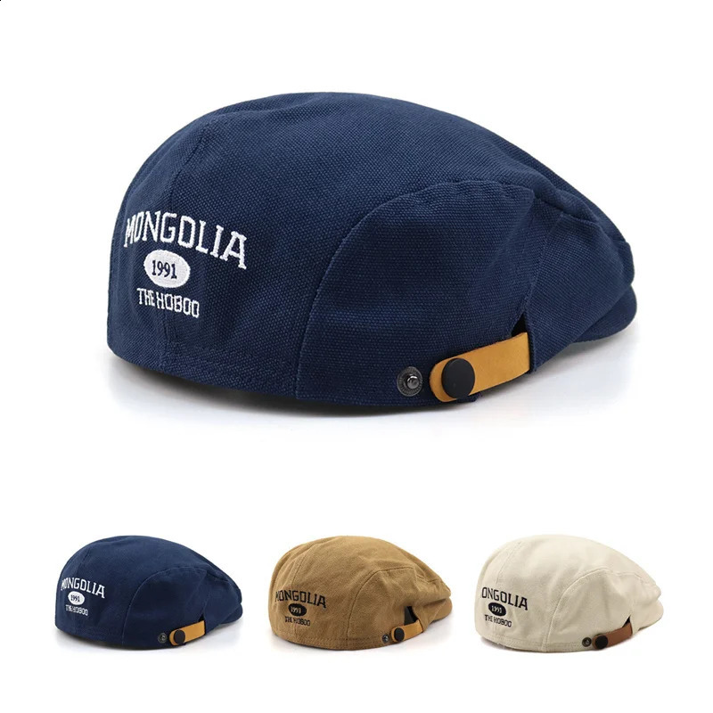 Men Women Beret Spring Summer Embroidery Flat Hat Vintage Casual sboy Cap Unisex Cotton Gatsby Cabbie Cap Front Back Wear260618