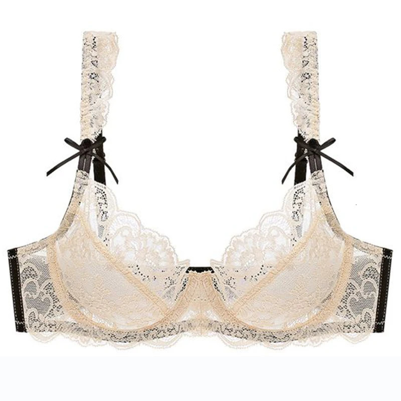 Sexy Lace Ladies Cutout Bras ABCDE Cup Underwear For Women Bandage Mesh Transparent Ultra Thin Push Up Lingerie 260624