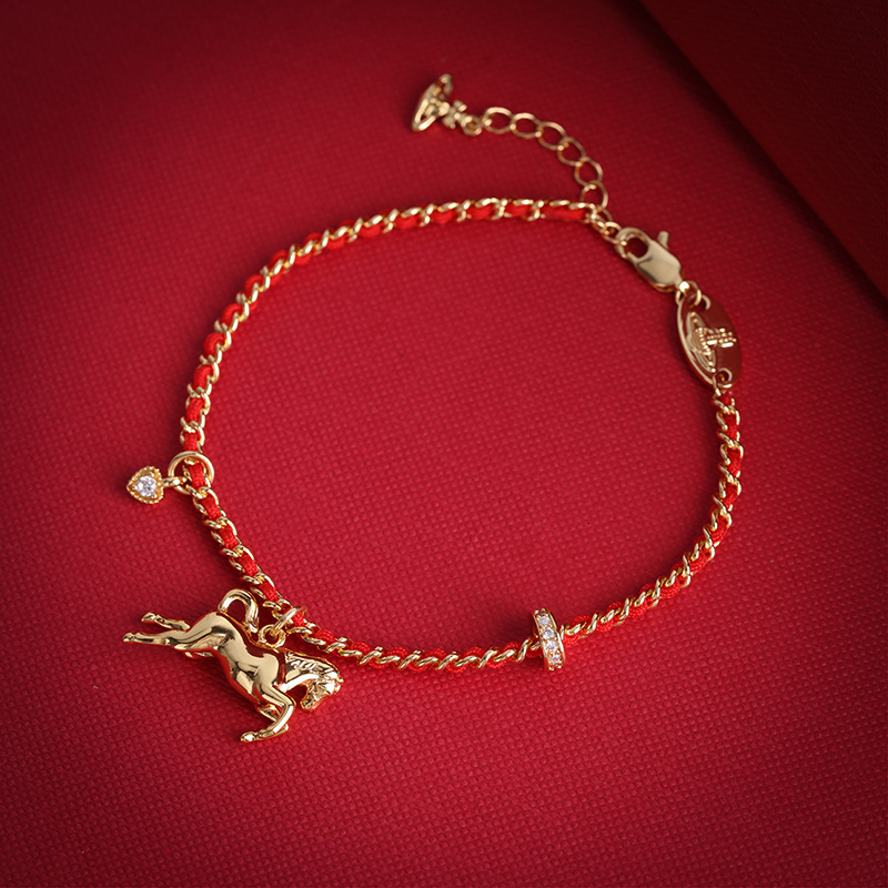 Saturn Jewelry Designer Vivienneewestwood Vivi Ennewestwood Luxury Bracelet For Woman Men Luxe Bangle Zodiac Year Woven Red Rope Pony