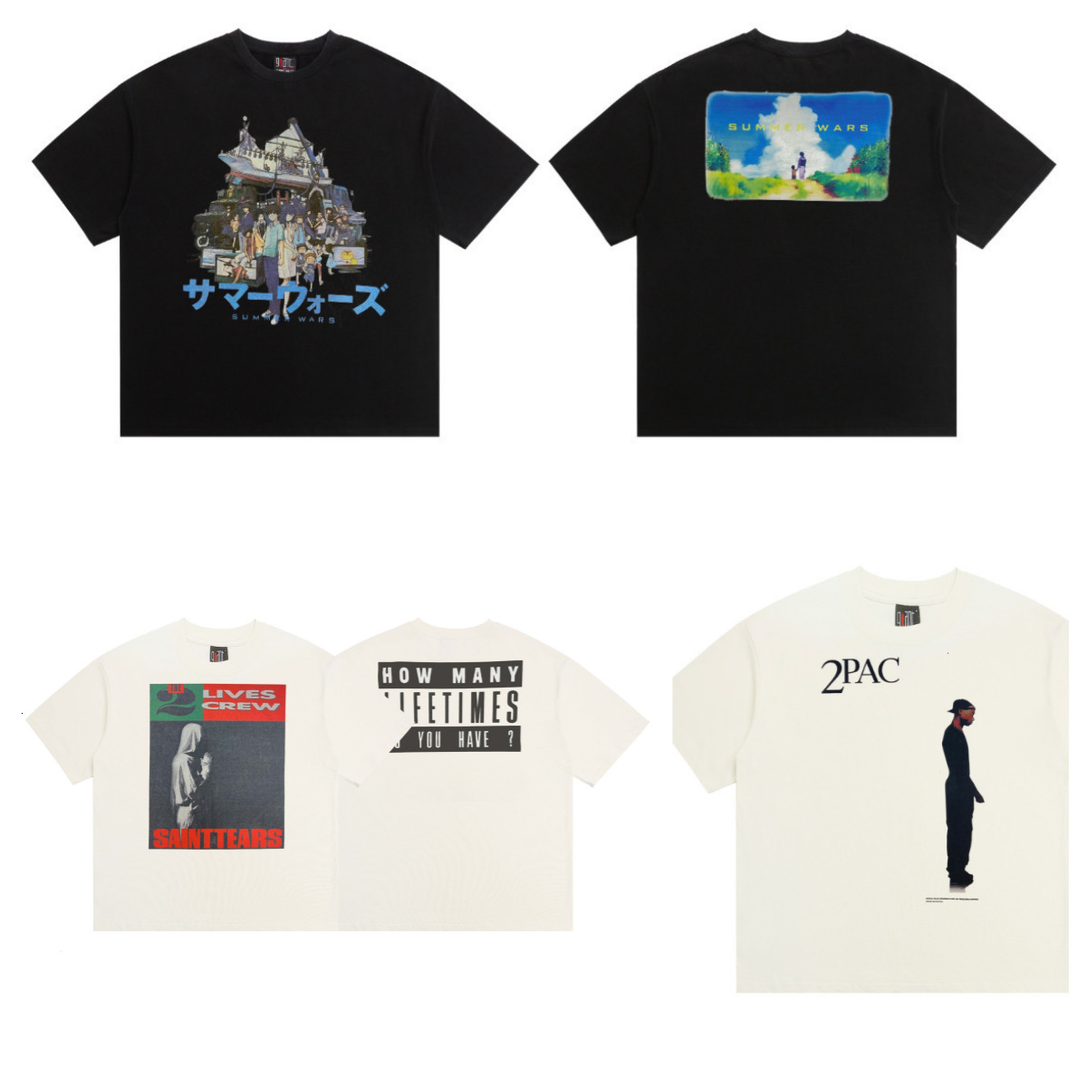 Saint Vanity Shirt Janpan Hand Painted Cartoon Anime Print Graphic Tee Summer Casual Oversized Loose Street Short Sleeve Men's Trend Brand Soft