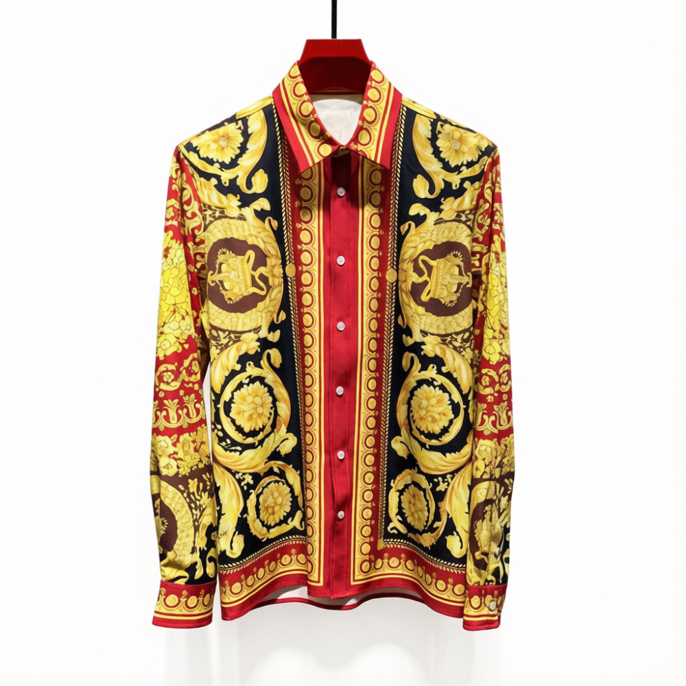 Luxury Designer Men Long Sleeve Shirt Classic Turn Down Collar Loose Fit Business Office Outdoor Casual Tops Size S-2XL