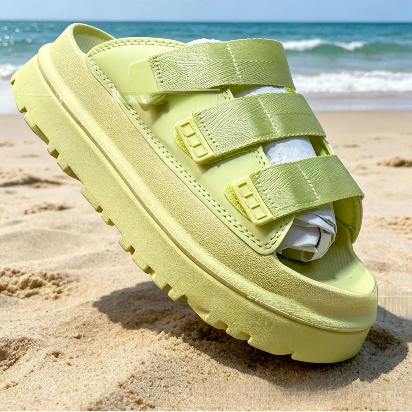 fashion new designer hot selling thick soled women s summer sandals with gold Velcro casual non slip slippers beach shoes walking shoes