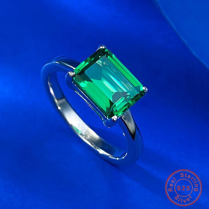 Choucong Simple Fine Jewelry Wedding Rings Pure 100% 925 Sterling Silver Emerlad Green High Carbon Diamond Solitaire Eternity Women Bridal Ring For