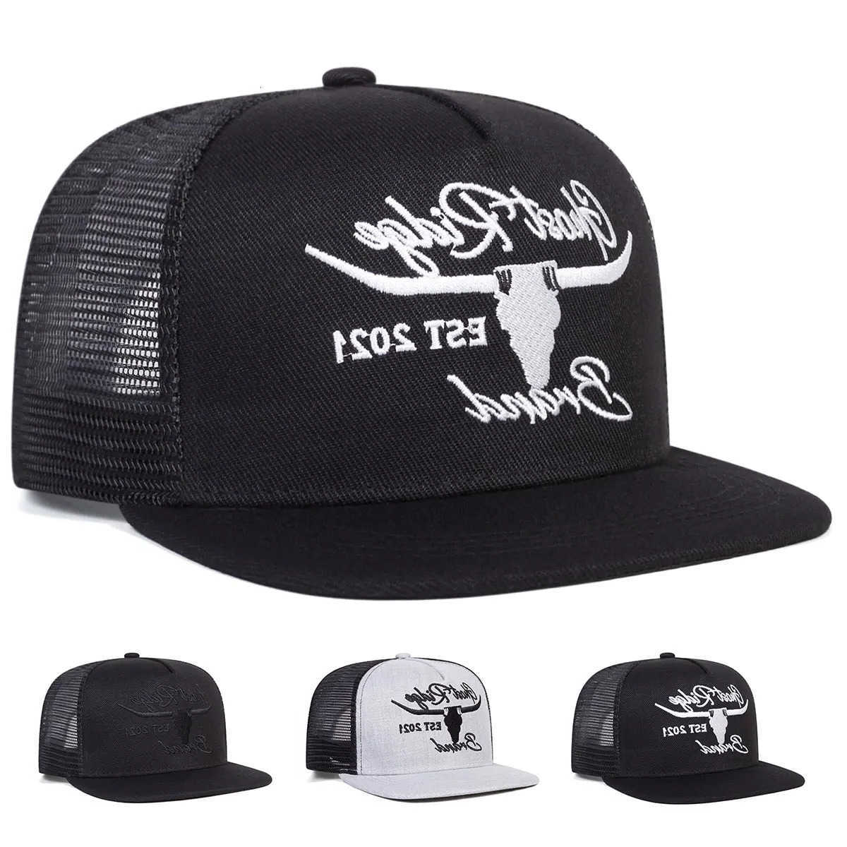 Net Unisex Hip-hop BullEmbroidery Hats Spring Summer Outdoor Adjustable Casual Baseball Caps Trucker Caps Sunscreen Hats M260626