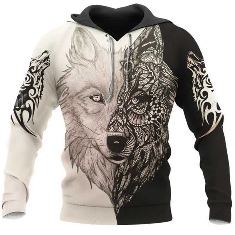 Fashion SprAutumn Wolf Animal Mens Hoodies 3D All Over Printed Sweatshirt Unisex Pullover Casual Jket Streetwear t 4XL T260622