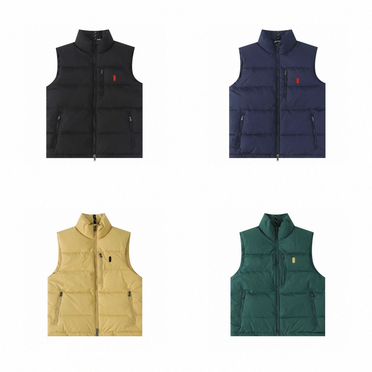 Designer Mens Puffer Vest Stand designer Collar Zip Up ralp Sleeveless Jacket Warm Quilted Gilet women Multi Pockets Jacket