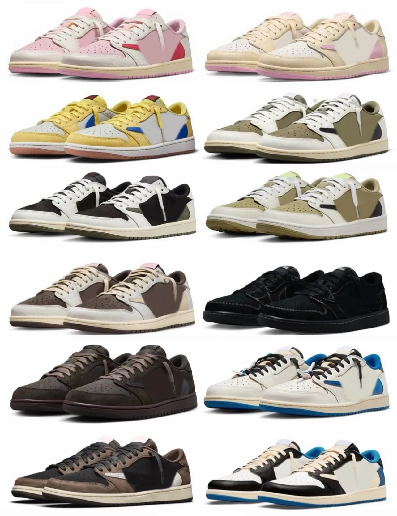 Designer Travis x 1 Low OG Tropical Pink Pack Fragment x Sail Military Blue Outdoor Shoes Cactus Jack Reverse Mocha Black Phantom Olive Men Women Sp