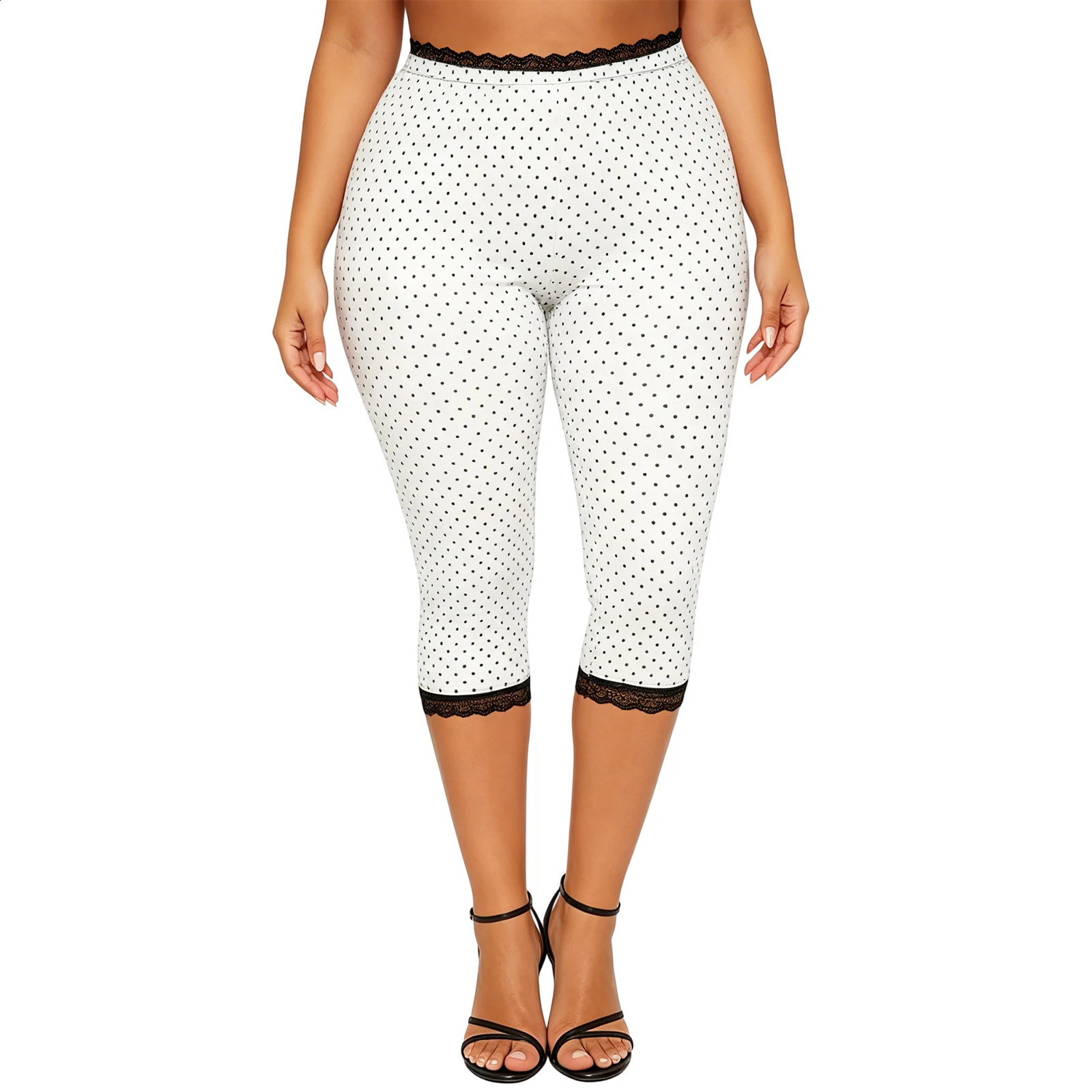 Women y2k Skinny Leggings Lace Trim Knee Length s Yoga Pants Sexy Stretchy Slim Fit Cropped Trousers Streetwear 260625