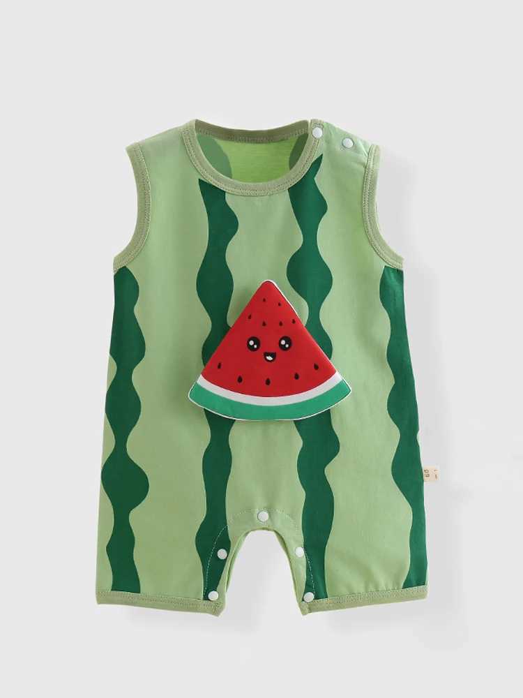 2026 Summer Baby Sleeveless Romper Cute Carton Print Thin Cotton Breathable Jumpsuit Newborn Outfits Y260625JV81
