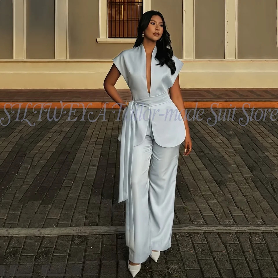 Modern Women Suits For Wedding Business Fashion 2 Pieces Sets Elegant Womens Outfits Short Sleeves Jacket Pants Customized 260624