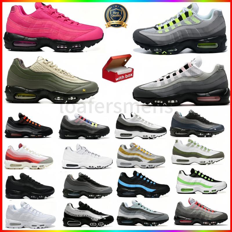 With Box 95 Running Shoes 95s Sports 95 Sneakers Mens Trainers Pink Foam Neon Triple Black Dark Grey Aegean Storm Outdoor Sports Platform Loafers EU