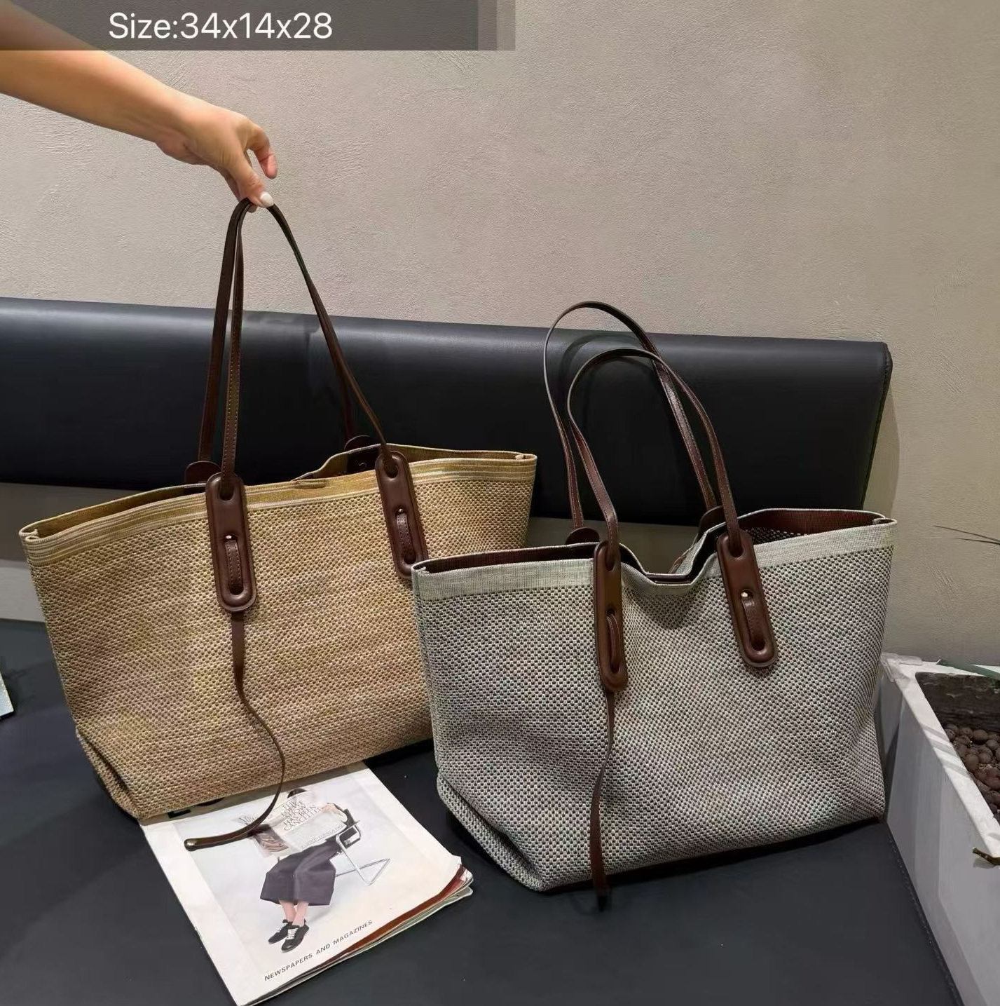 Designer Evening Bags Luxury Casual Straw Tote Bag Designer Letters Large Capacity Women Handbags Handmade Woven Summer Beach Bag Commuter Shopping