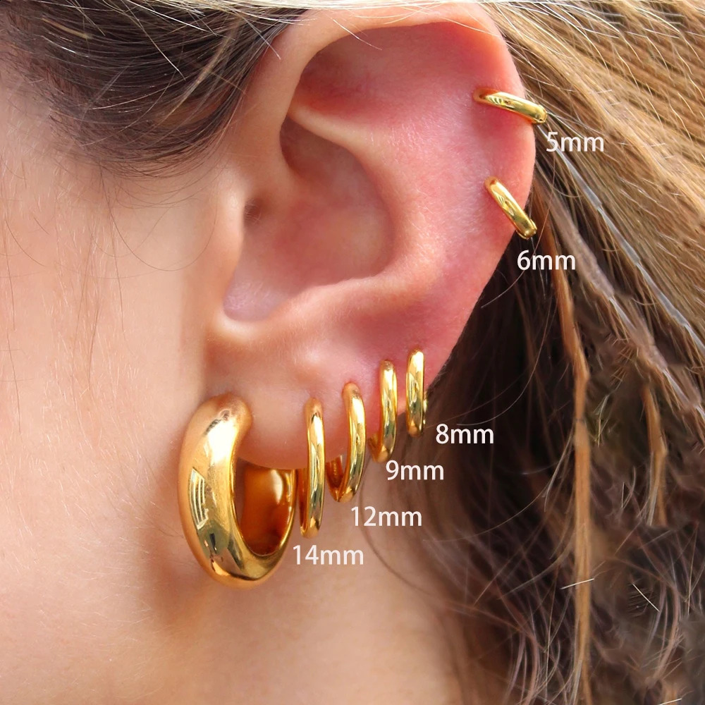 2PCS Tiny Stainless Steel Huggie Small Hoop Earrings For Women Round Circle Punk Unisex Rock Earring Cartilage Piercing Jewelry 260625